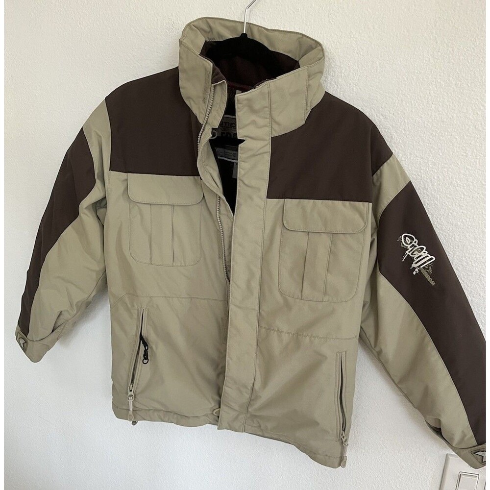 O’Neill Freedom Series Boys Medium Snowboard Jacket 10k Waterproof Tan Brown Y2K